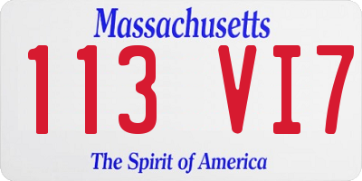 MA license plate 113VI7