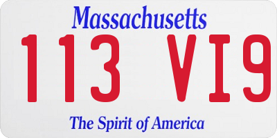 MA license plate 113VI9