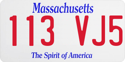 MA license plate 113VJ5