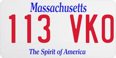 MA license plate 113VK0