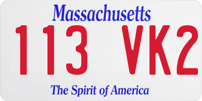 MA license plate 113VK2