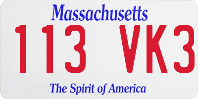 MA license plate 113VK3