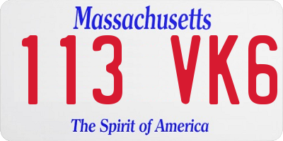 MA license plate 113VK6