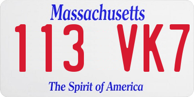 MA license plate 113VK7