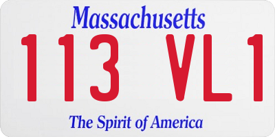 MA license plate 113VL1