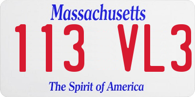 MA license plate 113VL3