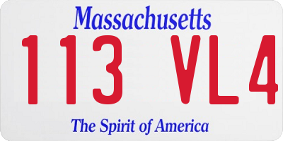 MA license plate 113VL4