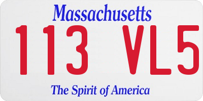 MA license plate 113VL5