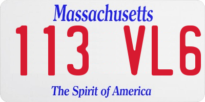 MA license plate 113VL6