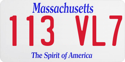 MA license plate 113VL7