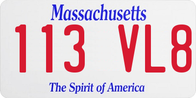MA license plate 113VL8