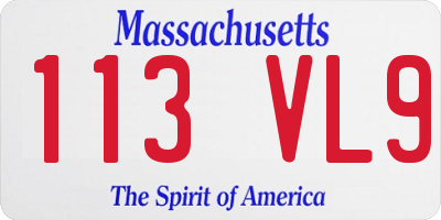 MA license plate 113VL9
