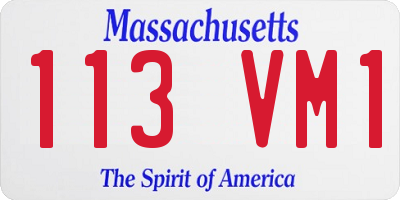MA license plate 113VM1