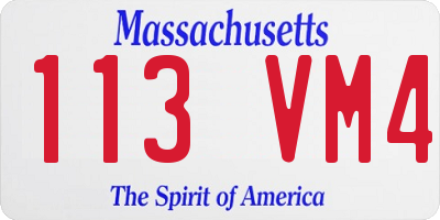 MA license plate 113VM4