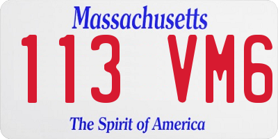 MA license plate 113VM6