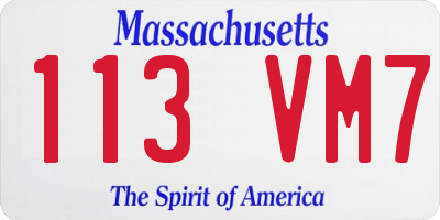 MA license plate 113VM7