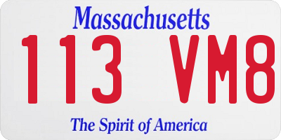 MA license plate 113VM8