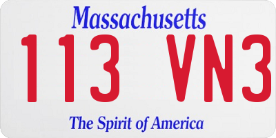 MA license plate 113VN3