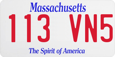 MA license plate 113VN5