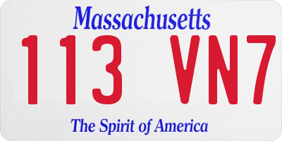 MA license plate 113VN7