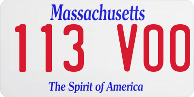 MA license plate 113VO0