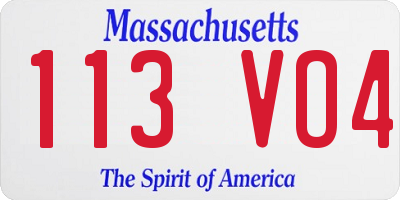 MA license plate 113VO4