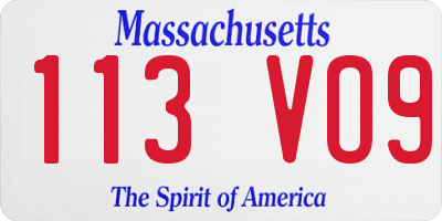 MA license plate 113VO9