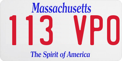 MA license plate 113VP0