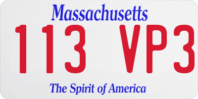 MA license plate 113VP3