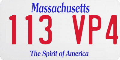 MA license plate 113VP4