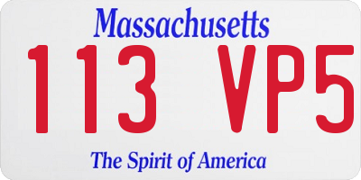 MA license plate 113VP5