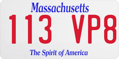 MA license plate 113VP8