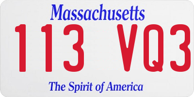 MA license plate 113VQ3