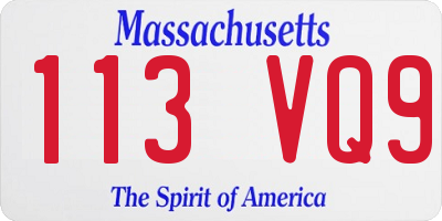 MA license plate 113VQ9