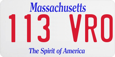 MA license plate 113VR0