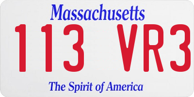 MA license plate 113VR3