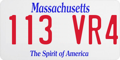MA license plate 113VR4