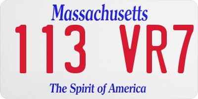 MA license plate 113VR7