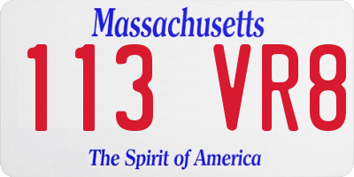 MA license plate 113VR8