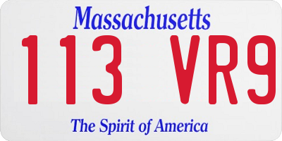 MA license plate 113VR9