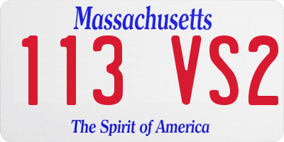 MA license plate 113VS2