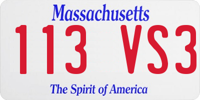 MA license plate 113VS3