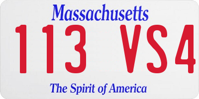 MA license plate 113VS4
