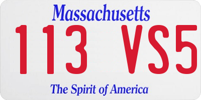 MA license plate 113VS5