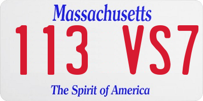 MA license plate 113VS7