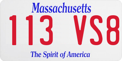 MA license plate 113VS8