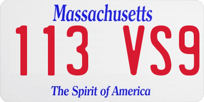 MA license plate 113VS9