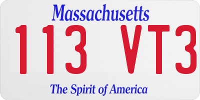 MA license plate 113VT3