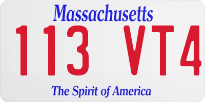 MA license plate 113VT4