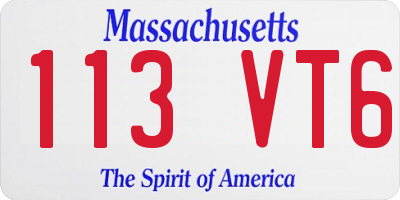 MA license plate 113VT6